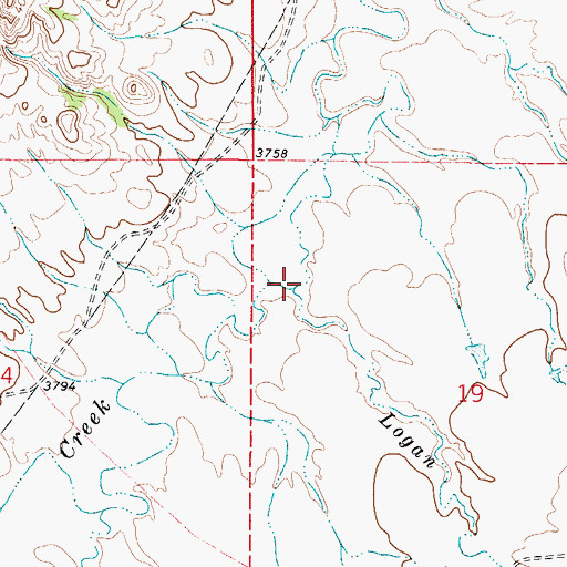 Topographic Map of Logan Creek, WY