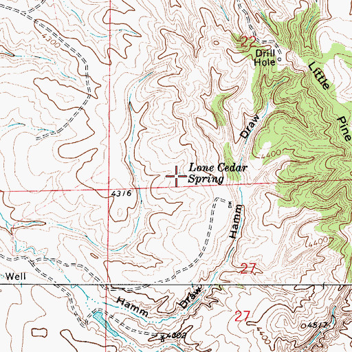Topographic Map of Lone Cedar Spring, WY
