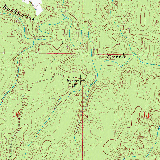 Topographic Map of Avery Cemetery, AL