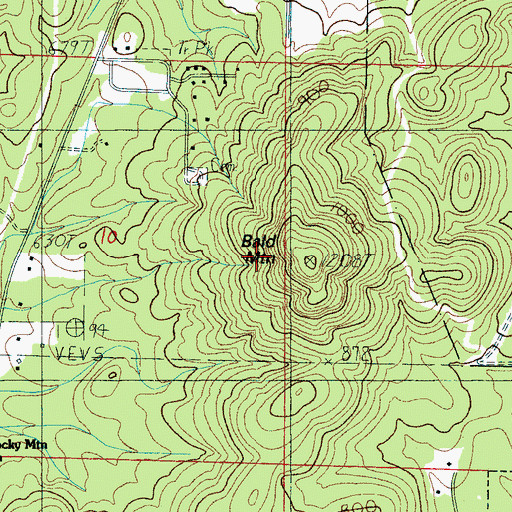 Topographic Map of Bald Mountain, AL