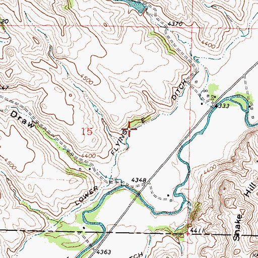 Topographic Map of Lower Flying E Ditch, WY