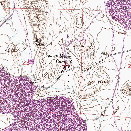 Topographic Map of Lucky Mac Camp, WY