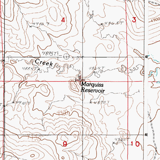 Topographic Map of Marquiss Reservoir, WY