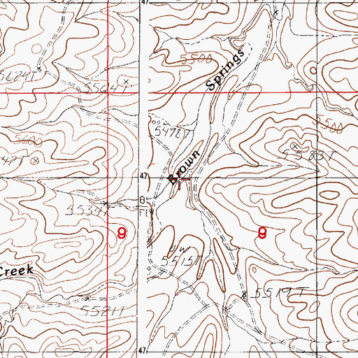 Topographic Map of Martin Spring Draw, WY