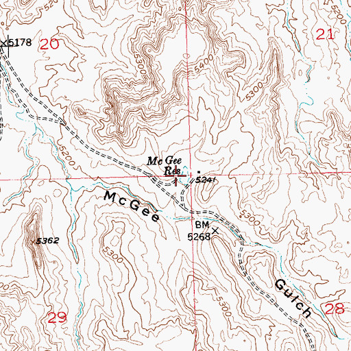 Topographic Map of McGee Reservoir, WY