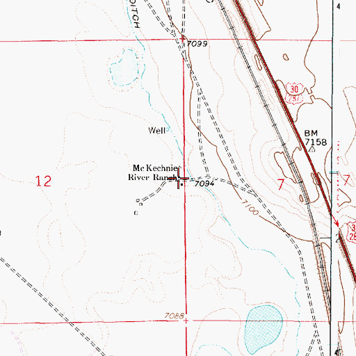 Topographic Map of McKechnie River Ranch, WY
