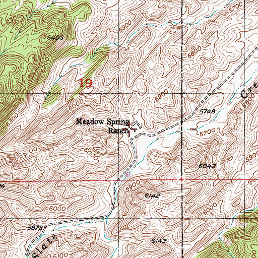 Topographic Map of Meadow Spring Ranch, WY