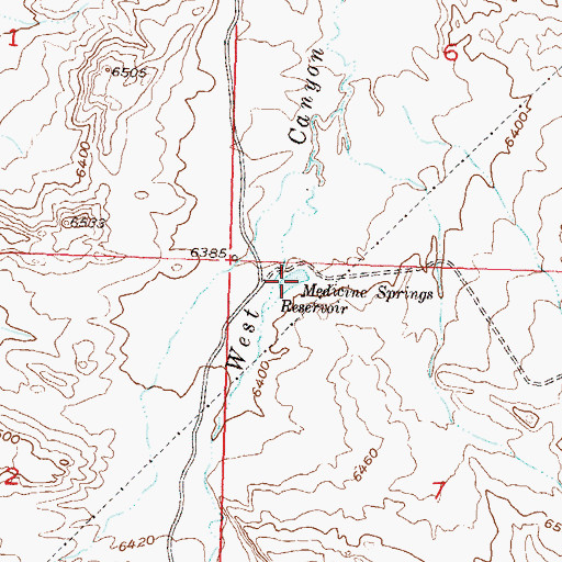 Topographic Map of Medicine Springs Reservoir, WY