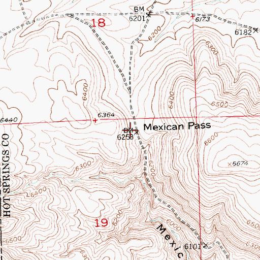 Topographic Map of Mexican Pass, WY