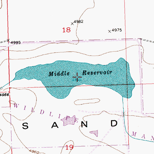 Topographic Map of Middle Reservoir, WY