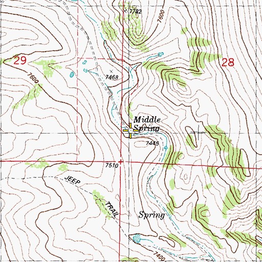 Topographic Map of Middle Spring, WY