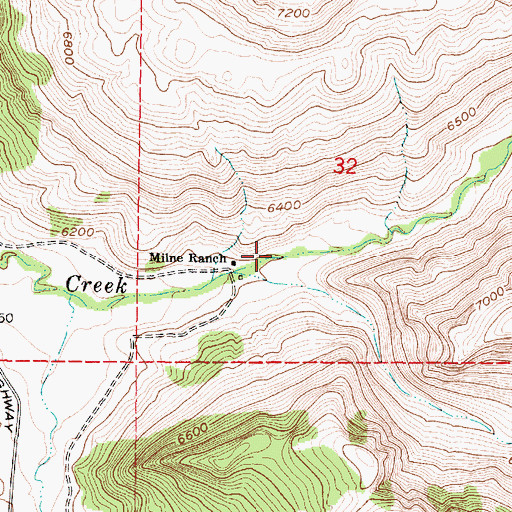Topographic Map of Milne Ranch, WY