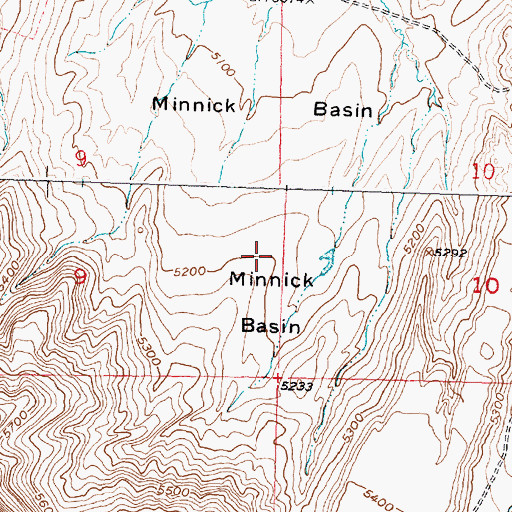 Topographic Map of Minnick Basin, WY