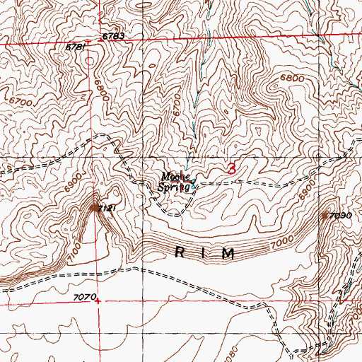 Topographic Map of Moone Spring, WY