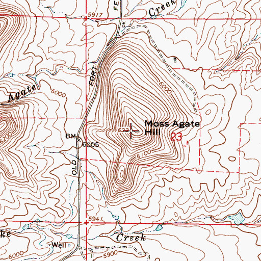 Topographic Map of Moss Agate Hill, WY