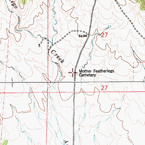 Topographic Map of Mother Featherlegs Cemetery, WY