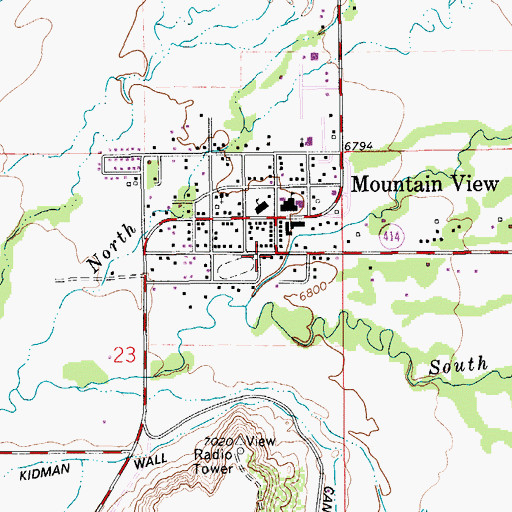 Topographic Map of Mountain View, WY