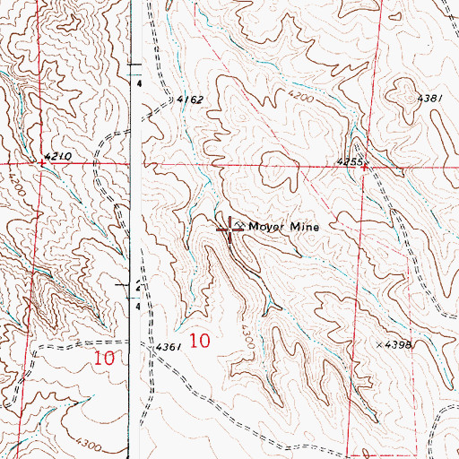 Topographic Map of Moyer Mine, WY