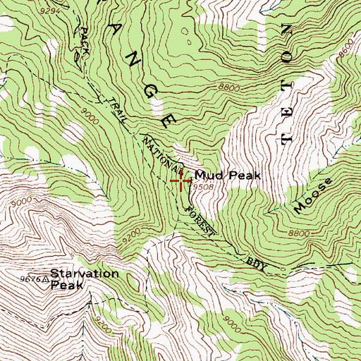 Topographic Map of Mud Peak, WY