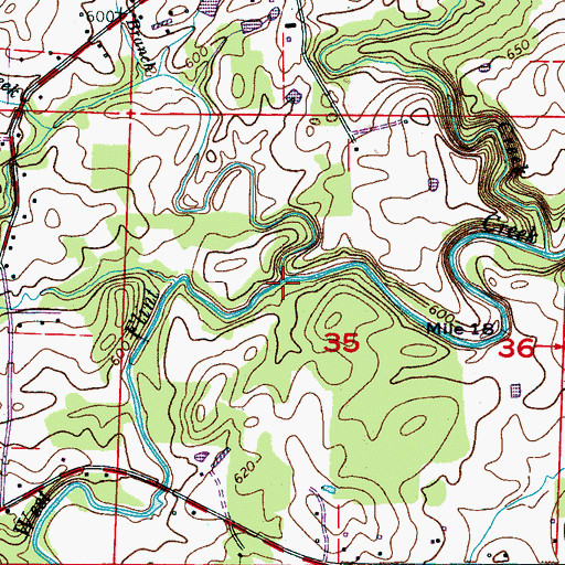 Topographic Map of Big Shoal Creek, AL