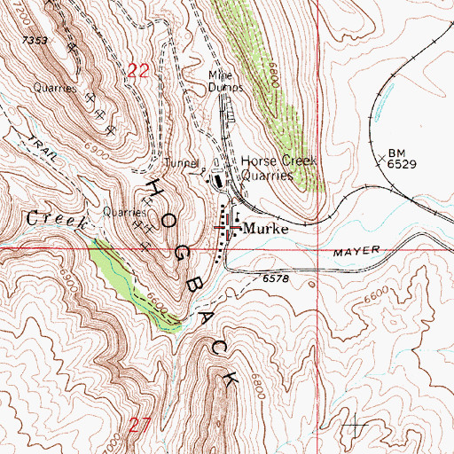 Topographic Map of Murke, WY