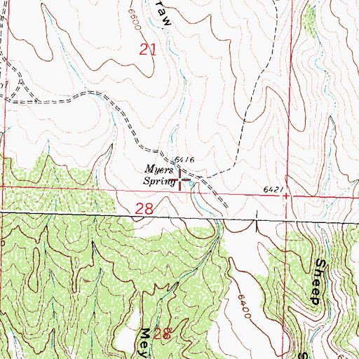 Topographic Map of Myers Spring, WY