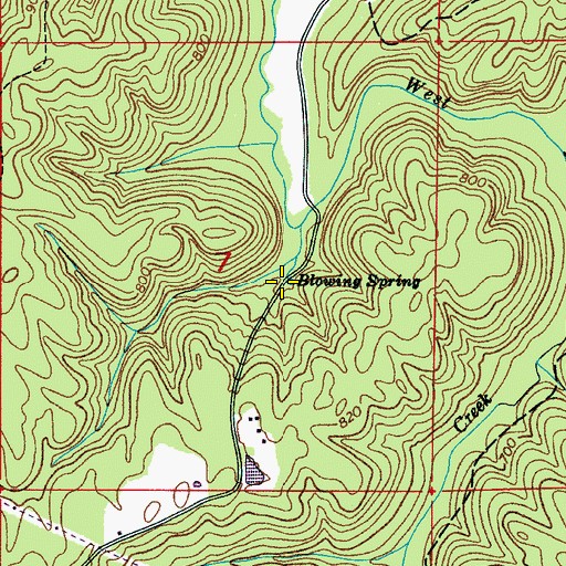 Topographic Map of Blowing Spring, AL