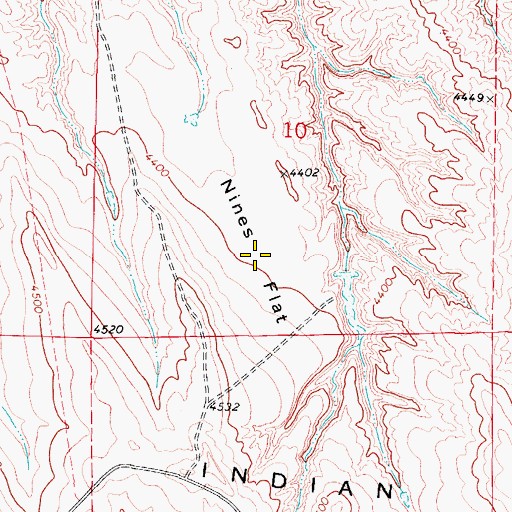 Topographic Map of Nines Flat, WY