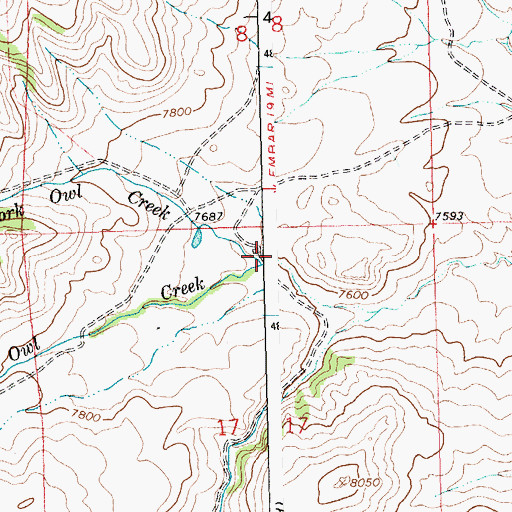 Topographic Map of North Branch Middle Fork Owl Creek, WY