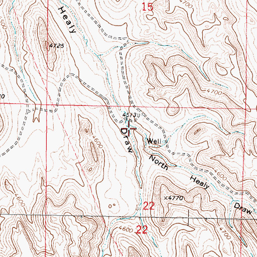 Topographic Map of North Healy Draw, WY