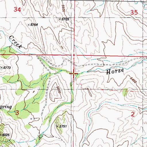 Topographic Map of North Horse Creek, WY