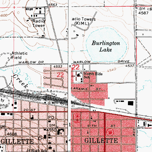 Topographic Map of North Side School, WY