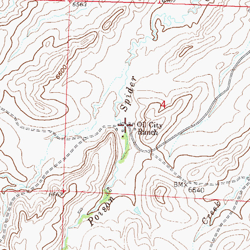 Topographic Map of Oil City Ranch, WY