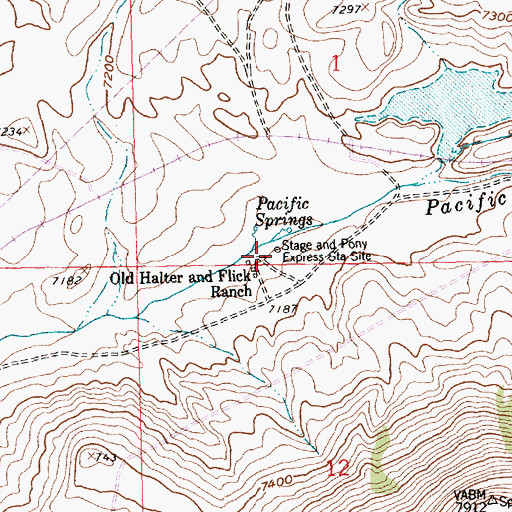 Topographic Map of Old Halter and Flick Ranch, WY