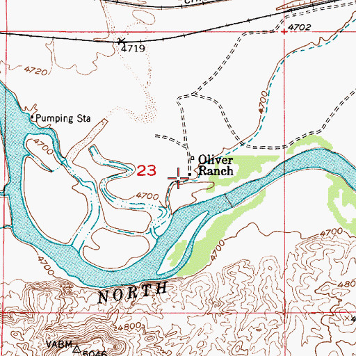 Topographic Map of Oliver Ranch, WY