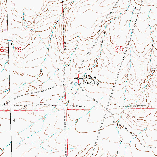 Topographic Map of Olson Springs, WY