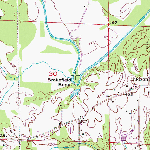 Topographic Map of Brakefield Bend, AL