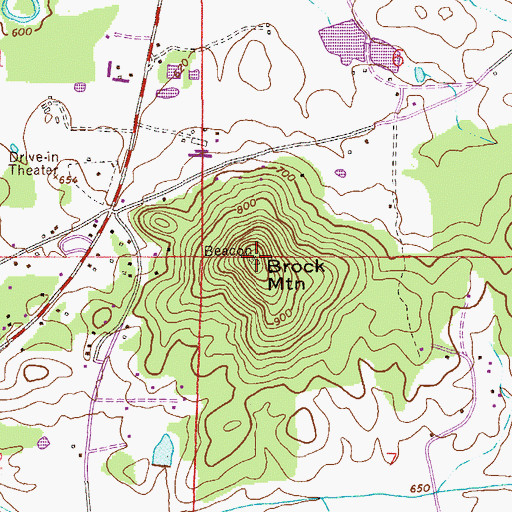Topographic Map of Brock Mountain, AL