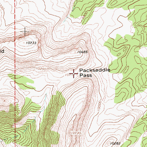 Topographic Map of Packsaddle Pass, WY