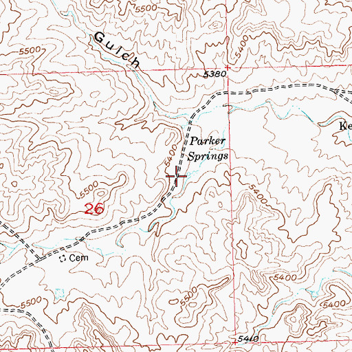 Topographic Map of Parker Springs, WY