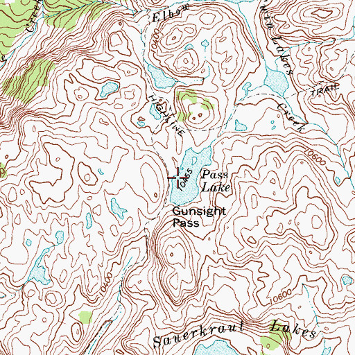 Topographic Map of Pass Lake, WY
