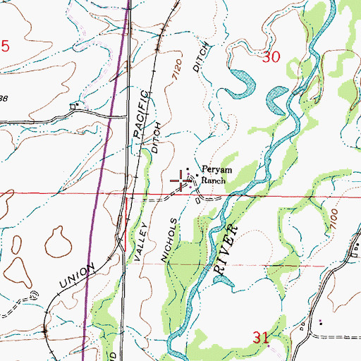 Topographic Map of Peryam Ranch, WY