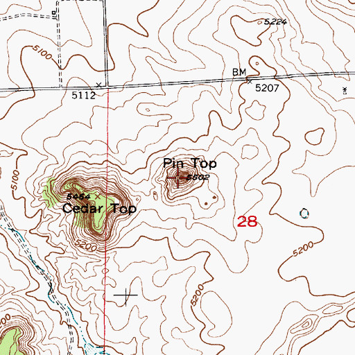 Topographic Map of Pin Top, WY