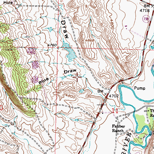 Topographic Map of Pine Draw, WY