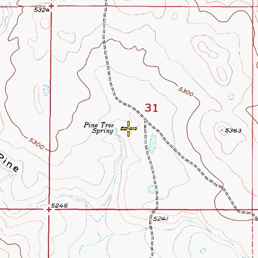 Topographic Map of Pine Tree Spring, WY