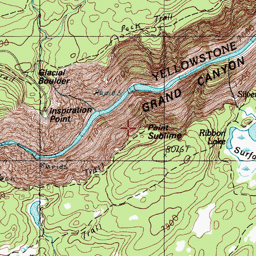 Topographic Map of Point Sublime, WY