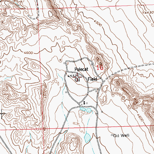 Topographic Map of Polecat Oil Field, WY