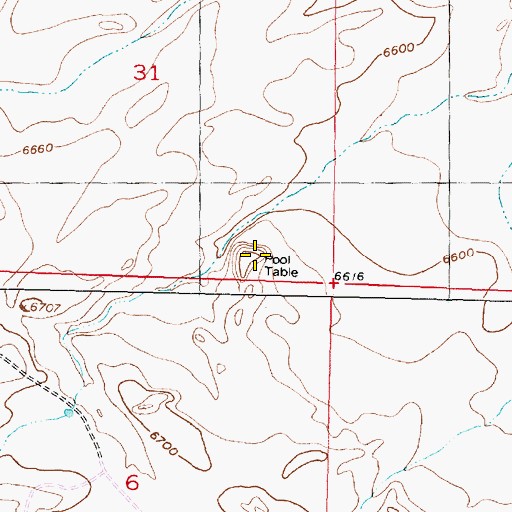 Topographic Map of Pool Table, WY