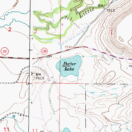 Topographic Map of Porter Lake, WY