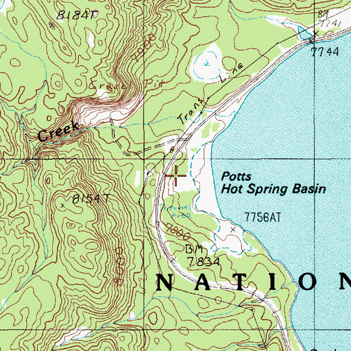 Topographic Map of Potts Hot Spring Basin, WY